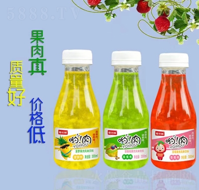 愛飛揚(yáng)喲肉果肉風(fēng)味飲料果肉果汁夏季冷飲300ml