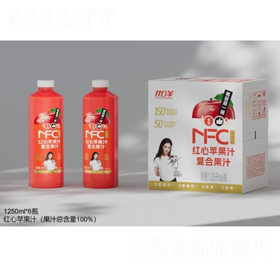 優(yōu)洋NFC紅心蘋果汁1.25LX6瓶
