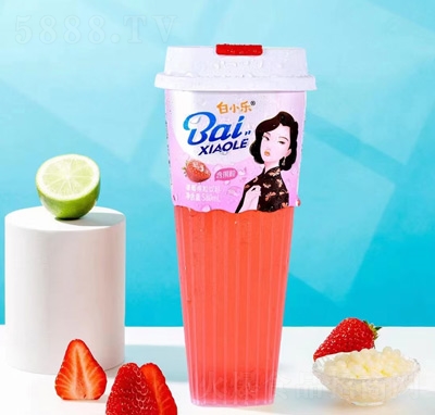 白小樂(lè)杯裝果粒飲料草莓果汁飲料580ml杯招商代理商超貨源